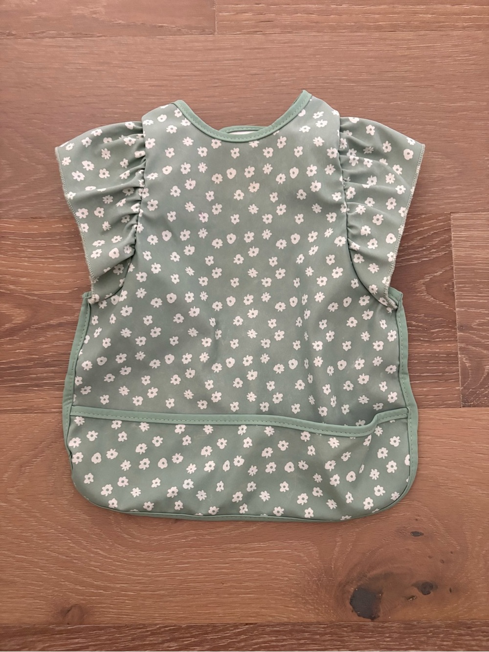 Kids Floral Waterproof Bib - Sage Green